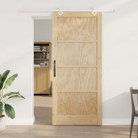 Berkfield Home Sliding Door with Hardware Set 93x211 cm Solid Wood Pine in Beige