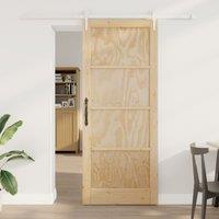 Berkfield Home Sliding Door with Hardware Set 86x211 cm Solid Wood Pine in Brown