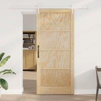 Berkfield Home Sliding Door with Hardware Set 93x211 cm Solid Wood Pine in Brown