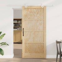 Berkfield Home Sliding Door with Hardware Set 93x202 cm Solid Wood Pine in Brown