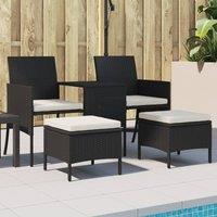 Berkfield Home Garden Sofa 2-Seater with Table & Stools Black Poly Rattan