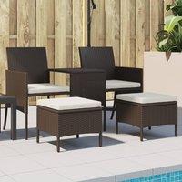Berkfield Home Garden Sofa 2-Seater with Table & Stools Brown Poly Rattan