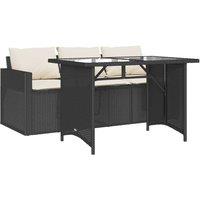 Berkfield Home 2 Piece Garden Dining Set with Cushions Black Poly Rattan