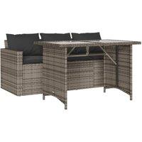 Berkfield Home 2 Piece Garden Dining Set with Cushions Grey Poly Rattan