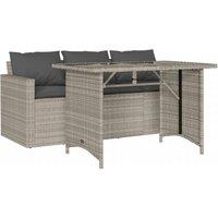 Berkfield Home 2 Piece Garden Dining Set with Cushions Light Grey Poly Rattan