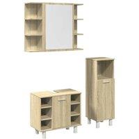 Berkfield Home 3 Piece Bathroom Furniture set Sonoma Oak Engineered Wood in Light Tan