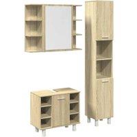 Berkfield Home 3 Piece Bathroom Furniture set Sonoma Oak Engineered Wood in Light Tan