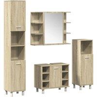 Berkfield Home 4 Piece Bathroom Furniture set Sonoma Oak Engineered Wood in Light Tan