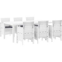 Berkfield Home 7 Piece Garden Dining Set with Cushions White Poly Rattan