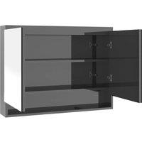Berkfield Home Bathroom Mirror Cabinet 80x15x60 cm MDF Shining Grey | Size: 80 x 15 x 60 cm