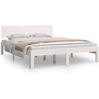 Berkfield Home Bed Frame White Solid Wood Pine 140x190 cm