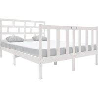 Berkfield Home Bed Frame White Solid Wood Pine 140x190 cm