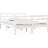 Berkfield Home Bed Frame White Solid Wood Pine 140x190 cm