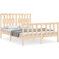 Berkfield Home Bed Frame with Headboard 120x200 cm Solid Wood in Light Tan