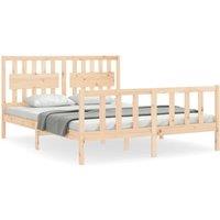 Berkfield Home Bed Frame with Headboard King Size Solid Wood in Natural