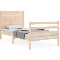 Berkfield Home Bed Frame with Headboard Single Solid Wood in Natural