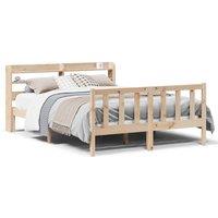 Berkfield Home Bed Frame without Mattress 135x190 cm Double Solid Wood Pine in Light Tan