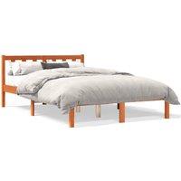 Berkfield Home Bed Frame without Mattress Wax Brown 135x190 cm Double Solid Wood Pine