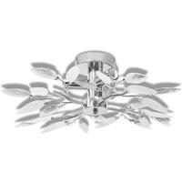 Berkfield Home Ceiling Lamp White & Transparent Acrylic Crystal Leaf Arms 3 E14 Bulbs