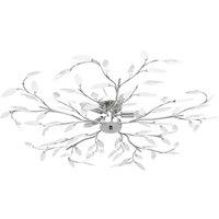 Berkfield Home Ceiling Lamp with Acrylic Crystal Leaf Arms for 5 E14 Bulbs White