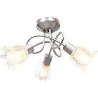 Berkfield Home Ceiling Lamp with Transparent Glass Shades for 3 E14 Bulbs Tulip in Silver