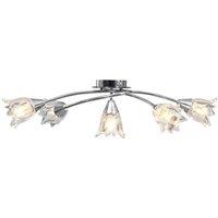 Berkfield Home Ceiling Lamp with Transparent Glass Shades for 5 E14 Bulbs Tulip in Silver