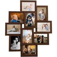Berkfield Home Collage Photo Frame for 10x(10x15 cm) Picture Dark Brown MDF | Size: 10x15 cm