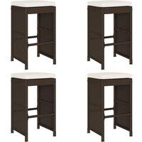 Berkfield Home Garden Bar Stools with Cushions 4 pcs Brown Poly Rattan