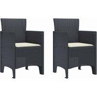 Berkfield Home Garden Chair Set of 2 Anthracite, Cream white Plastic Rattan