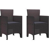 Berkfield Home Garden Chair Set of 2 Brown, Anthracite Plastic, Cushions in Brown