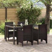 Berkfield Home Garden Chair Set of 4 Brown with cream white cushion