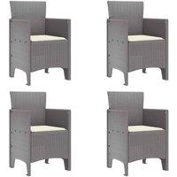 Berkfield Home Garden Chair Set of 4 Light grey with cream white cushions