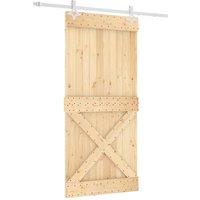 Berkfield Home Sliding Door with Hardware Set 95x210 cm Solid Wood Pine in Natural