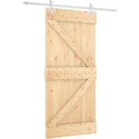 Berkfield Home Sliding Door with Hardware Set 95x210 cm Solid Wood Pine in Natural