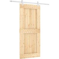 Berkfield Home Sliding Door with Hardware Set 90x210 cm Solid Wood Pine in Natural
