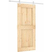 Berkfield Home Sliding Door with Hardware Set 90x210 cm Solid Wood Pine in Light Tan