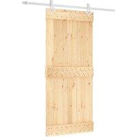 Berkfield Home Sliding Door with Hardware Set 90x210 cm Solid Wood Pine in Brown