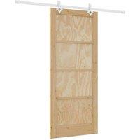 Berkfield Home Sliding Door with Hardware Set 86x198.5 cm Solid Wood Pine in Tan