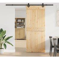 Berkfield Home Sliding Door with Hardware Set 85x210 cm Solid Wood Pine in Light Tan