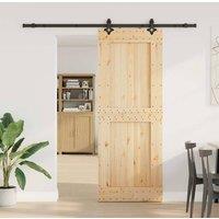 Berkfield Home Sliding Door with Hardware Set 85x210 cm Solid Wood Pine in Light Tan