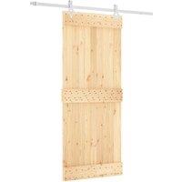 Berkfield Home Sliding Door with Hardware Set 85x210 cm Solid Wood Pine in Natural