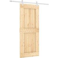 Berkfield Home Sliding Door with Hardware Set 85x210 cm Solid Wood Pine in Light Brown