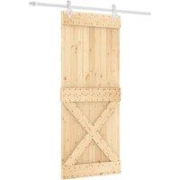 Berkfield Home Sliding Door with Hardware Set 85x210 cm Solid Wood Pine in Light Tan