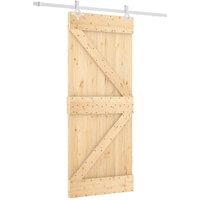 Berkfield Home Sliding Door with Hardware Set 85x210 cm Solid Wood Pine in Light Brown