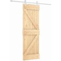 Berkfield Home Sliding Door with Hardware Set 70x210 cm Solid Wood Pine in Brown