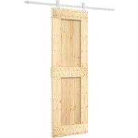Berkfield Home Sliding Door with Hardware Set 70x210 cm Solid Wood Pine in Brown