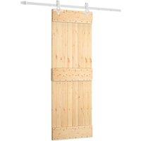 Berkfield Home Sliding Door with Hardware Set 70x210 cm Solid Wood Pine in Brown