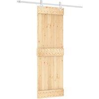 Berkfield Home Sliding Door with Hardware Set 70x210 cm Solid Wood Pine in Brown