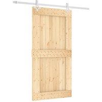 Berkfield Home Sliding Door with Hardware Set 100x210 cm Solid Wood Pine in Light Tan