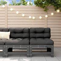Berkfield Home Middle Sofas with Cushions 2 pcs Grey Solid Wood Pine